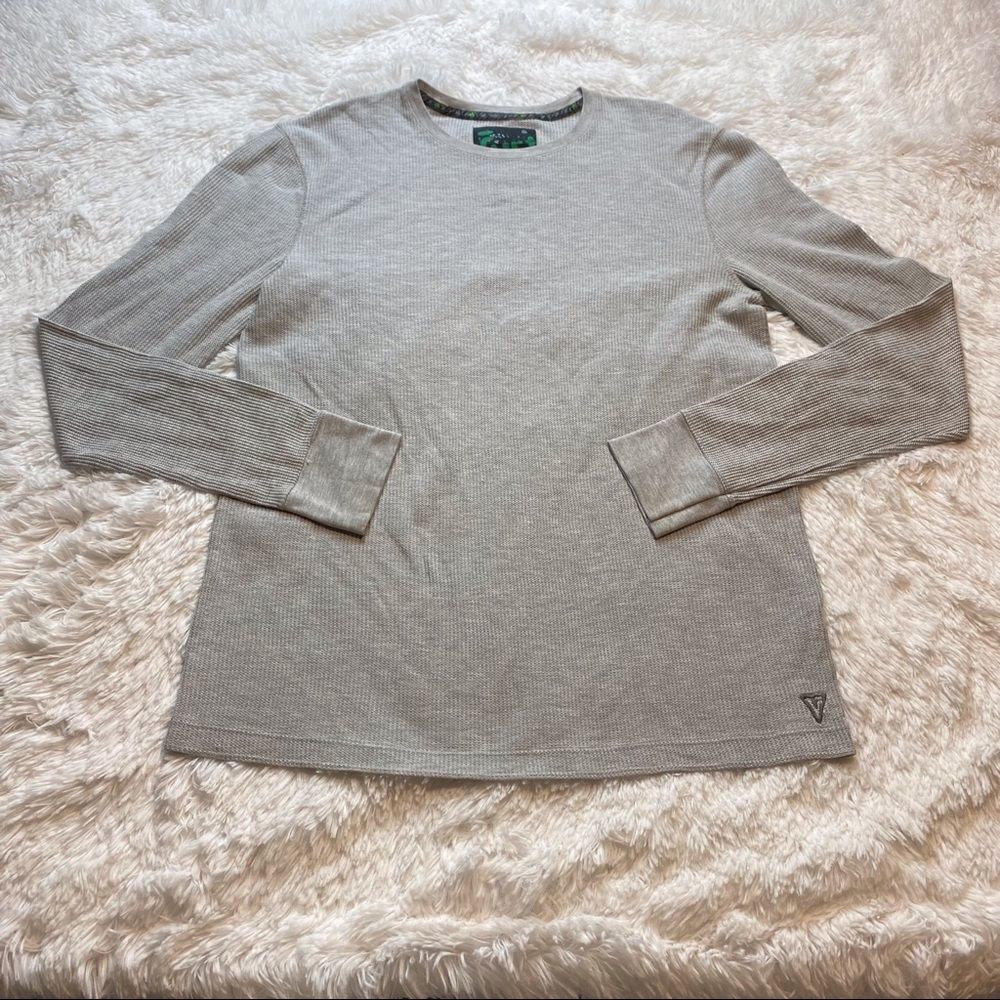 Vurt Gray Waffle Knit Thermal Crew Neck Shirt Size XL